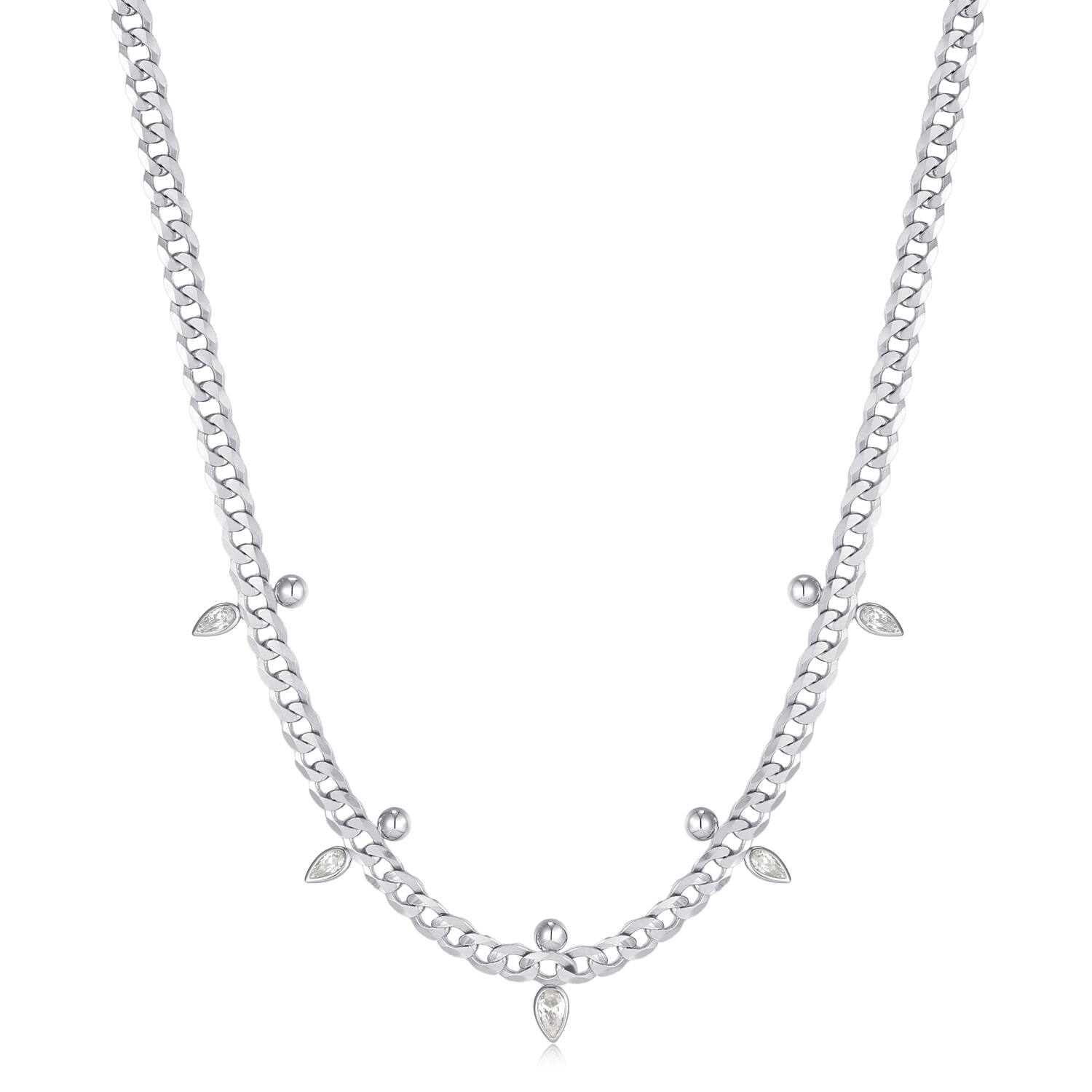  Polished Punk - Collier - Argent / Rhodié - Zircone - 45cm